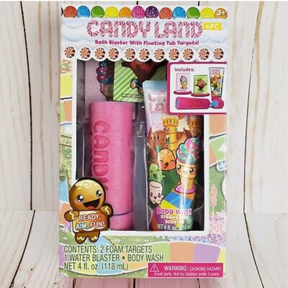 CANDYLAND Bath Set w/water blaster and targets plus Body Wash 6 Pieces NIB